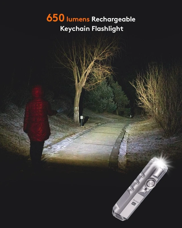 Alt view image 10 of 14 - RovyVon Aurora A2 G4 Bright Keychain Flashlight 650 Lumens, USB C Rechargeable EDC Flash Light, IPX6 Waterproof Pocket Flashlight with Magnetic Clip & Lockout Feature Momentary On for Daily Carry Use