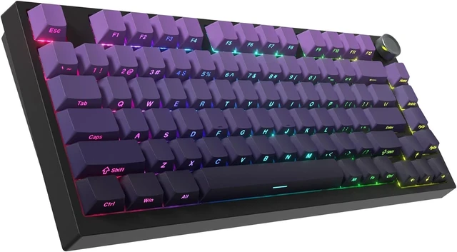 Alt view image 8 of 14 - COSTOM WK75 75% Wireless Gaming Mechanical Keyboard,BT5.0/2.4GHz/USB-C, Hot Swappable Pre-lubed Custom Linear Switches,Gasket Structure,RGB Backlit Keyboard for PC/Laptop/Xbox/PS4/PS5 (Purple)