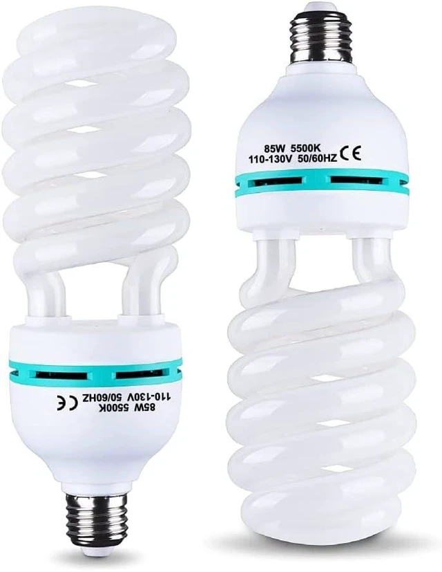 Alt view image 8 of 14 - 2Pcs 85W Light Bulb 5500K CFL Roas Daylight Spiral Softbox Lighting Kit Bulb in E27/E26 Socket for Photography Photo Box