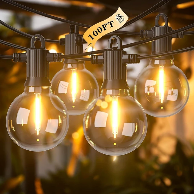 Alt view image 8 of 14 - Kawaya Outdoor String Lights 100 FT LED Patio Light with 50+2 Shatterproof Edison Globe Bulbs - IP65 Waterproof Dimmable Hanging Lights - 2700K Warm White Lighting for Outside Porch Deck Bistro Cafe