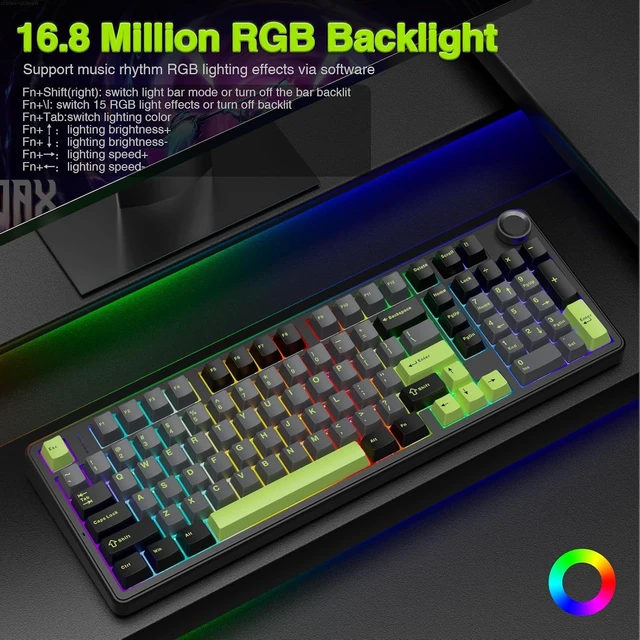 Alt view image 11 of 14 - AULA F99 Pro Wireless Mechanical Keyboard with Knob,Creamy Sound,Tri-Mode BT5.0/USB-C/2.4GHz Hot Swappable Keyboard,Gasket Structure,RGB Backlit Computer Gaming Keyboards