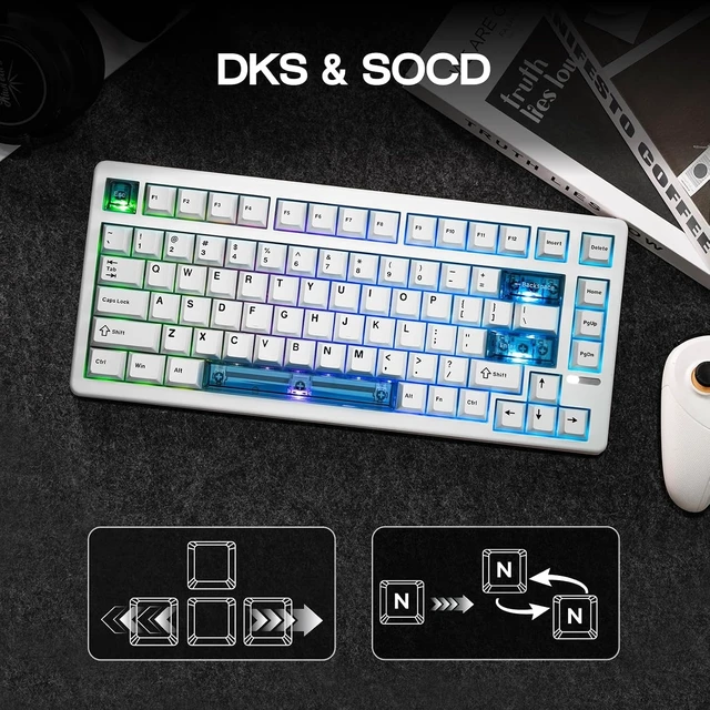 Alt view image 11 of 14 - EPOMAKER HE80 Hall Effect Gaming Keyboard, 8K Polling & 32K Scan, Creamy Gasket, DKS, SOCD, Hot-Swappable, RGB Backlit, Wired Gaming Keyboard for PC & Mac (White)