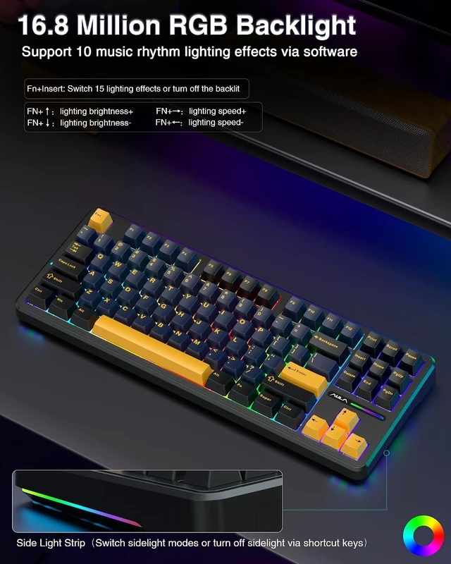 Alt view image 13 of 14 - AULA F87 Wireless Mechanical Keyboard, 75% TKL Custom Hot Swappable Gaming Keyboards with PBT Keycaps, Pre-lubed Greywood Switches, RGB Backlit Creamy Keyboard, 2.4GHz/USB-C/BT5.0