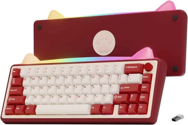 Alt view image 8 of 14 - Chilkey Foxy65 Mechanical Keyboard with Knob, Gasket Mount 65% Aluminum Wireless Mechanical Keyboard, BT5.0/2.4GHz/USB-C, Hot Swappable, RGB Backlit Computer Custom Key Board for PC