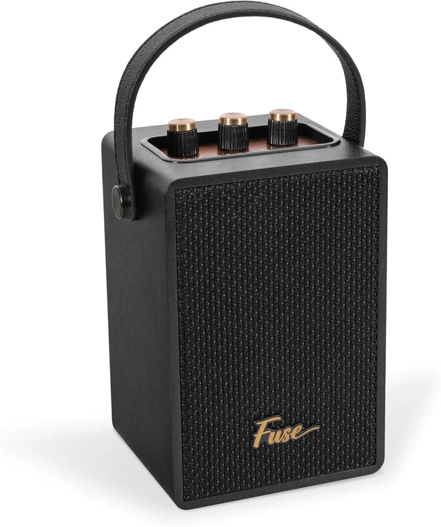Alt view image 8 of 14 - Fuse Andle Vintage Retro Bluetooth Speaker with Vegan Leather Handle | Portable Speaker with Smartphone Connection | USB & AUX Input | Stylish Black Wood Exterior
