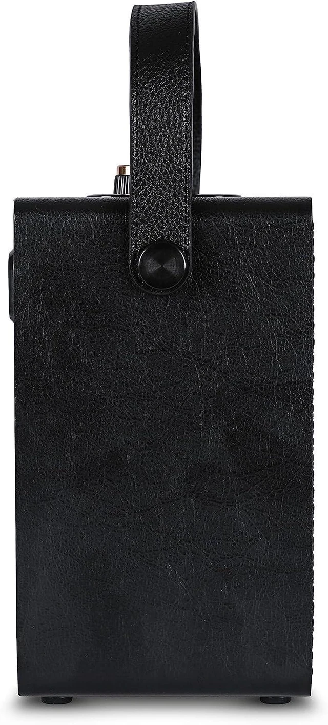 Alt view image 12 of 14 - Fuse Andle Vintage Retro Bluetooth Speaker with Vegan Leather Handle | Portable Speaker with Smartphone Connection | USB & AUX Input | Stylish Black Wood Exterior