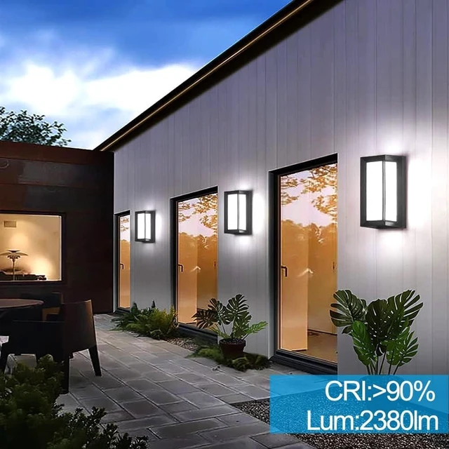 Alt view image 10 of 12 - Sytmhoe Porch Lights Outdoor Wall Sconce, 24W 2400LM 5000K Modern LED Porch & Patio Lights, Aluminum Exterior Light Fixture Matt Black IP65 Waterproof for Hallway House Backyard Garage Lighting.