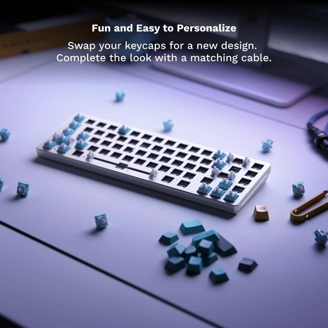 Alt view image 12 of 14 - GLORIOUS Gaming GMMK 2 Compact 65% Barebones (Frame Only) - Mechanical Gaming Keyboard Frame, Compact TKL Size (65%), Aluminium, Customisable, Per Key RGB, American QWERTY Layout - White
