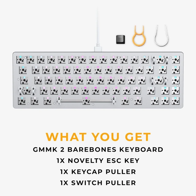 Alt view image 14 of 14 - GLORIOUS Gaming GMMK 2 Compact 65% Barebones (Frame Only) - Mechanical Gaming Keyboard Frame, Compact TKL Size (65%), Aluminium, Customisable, Per Key RGB, American QWERTY Layout - White