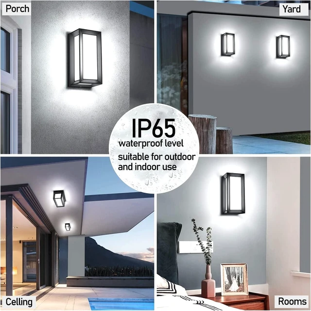 Alt view image 8 of 12 - Sytmhoe Porch Lights Outdoor Wall Sconce, 24W 2400LM 5000K Modern LED Porch & Patio Lights, Aluminum Exterior Light Fixture Matt Black IP65 Waterproof for Hallway House Backyard Garage Lighting.