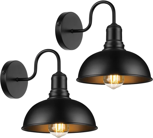 Alt view image 8 of 14 - MATAMEYE Outdoor Wall Sconce, 2 Pack Exterior Waterproof Farmhouse Barn Light Fixture, Black Garage Wall Lantern, Anti-Rust Front Porch Lamp