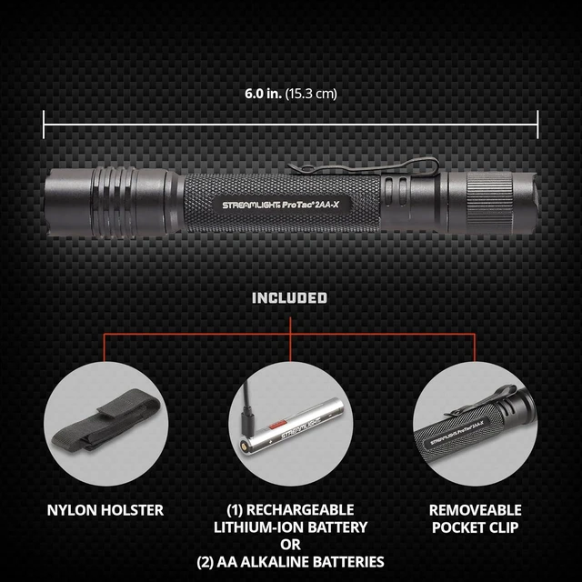 Alt view image 10 of 12 - Streamlight 88033 ProTac 2AA-X 270-Lumen 5,000-Candela Personal Carry Tactical Flashlight, Rechargeable Capable, Black