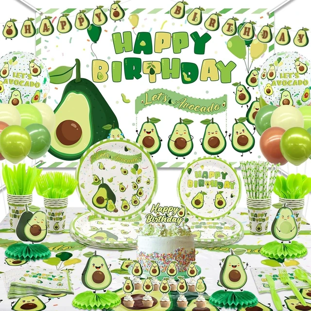Alt view image 8 of 14 - Fruit Avocado Party Supplies, Avocado Theme Party Decorations for Girls Kids Birthday Party with Plates Cups Napkins Tablecloth Birthday Backdrop Banner Balloons, Serves 20