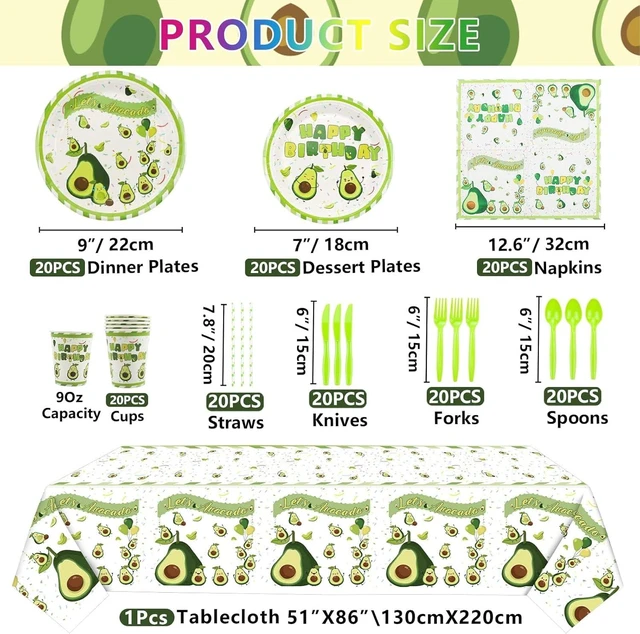 Alt view image 9 of 14 - Fruit Avocado Party Supplies, Avocado Theme Party Decorations for Girls Kids Birthday Party with Plates Cups Napkins Tablecloth Birthday Backdrop Banner Balloons, Serves 20