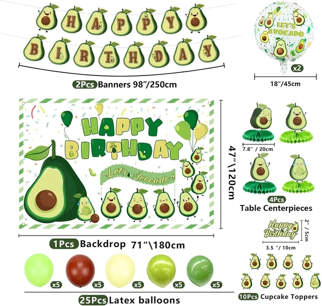 Alt view image 10 of 14 - Fruit Avocado Party Supplies, Avocado Theme Party Decorations for Girls Kids Birthday Party with Plates Cups Napkins Tablecloth Birthday Backdrop Banner Balloons, Serves 20