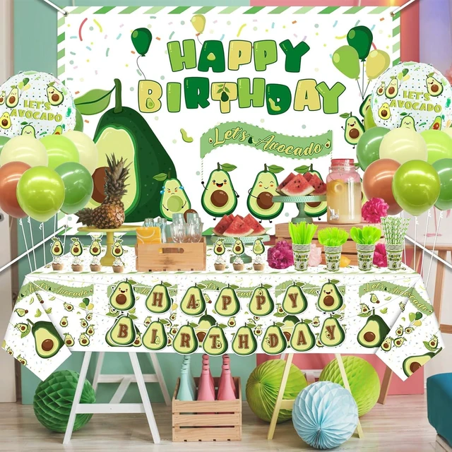 Alt view image 12 of 14 - Fruit Avocado Party Supplies, Avocado Theme Party Decorations for Girls Kids Birthday Party with Plates Cups Napkins Tablecloth Birthday Backdrop Banner Balloons, Serves 20