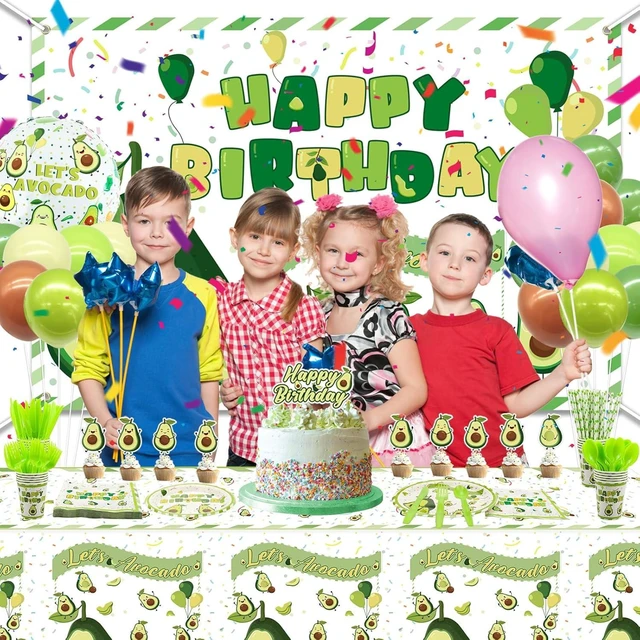 Alt view image 13 of 14 - Fruit Avocado Party Supplies, Avocado Theme Party Decorations for Girls Kids Birthday Party with Plates Cups Napkins Tablecloth Birthday Backdrop Banner Balloons, Serves 20