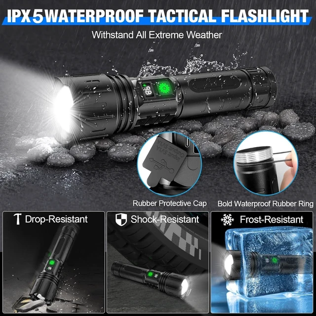 Alt view image 12 of 14 - Banral Flashlights High Lumens Rechargeable - 5000mAh Super Bright Powerful LED Flashlight with 5 Modes Waterproof Handheld Flash Light for Home,Camping,Car, Zoomable,Power Display (2Pack Black)