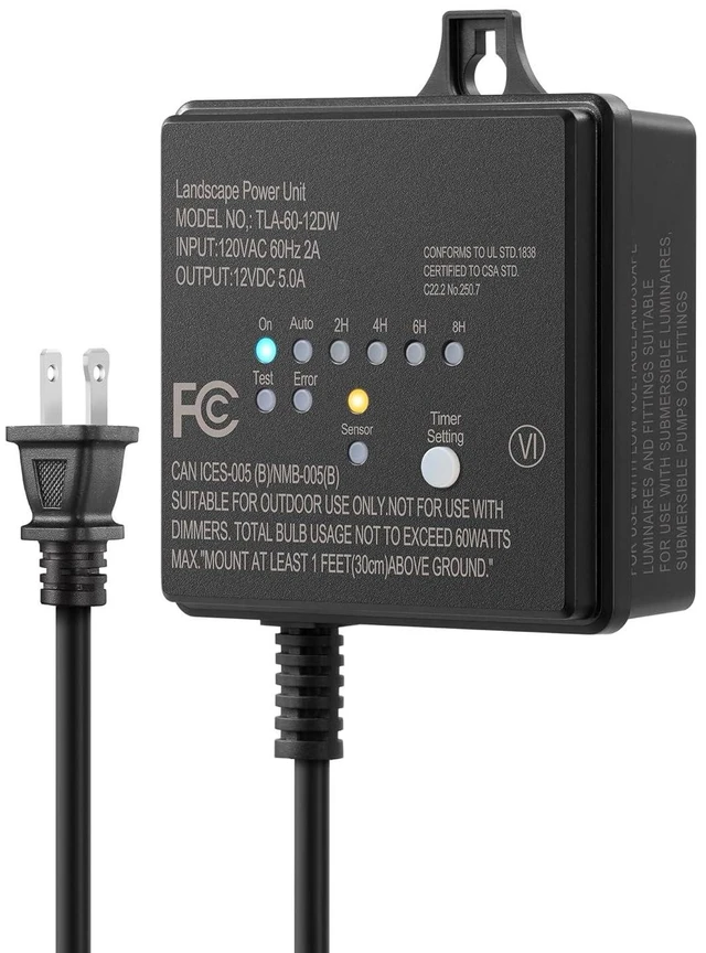Alt view image 8 of 14 - DEWENWILS 60W 120V AC to 12V DC Outdoor Low Voltage Transformer with Timer and Photocell Light Sensor, Weatherproof, Specially for LED Landscape Lighting, Spotlight, Pathway Light, ETL Listed