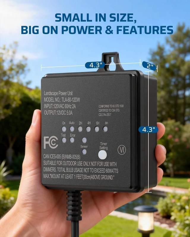 Alt view image 13 of 14 - DEWENWILS 60W 120V AC to 12V DC Outdoor Low Voltage Transformer with Timer and Photocell Light Sensor, Weatherproof, Specially for LED Landscape Lighting, Spotlight, Pathway Light, ETL Listed