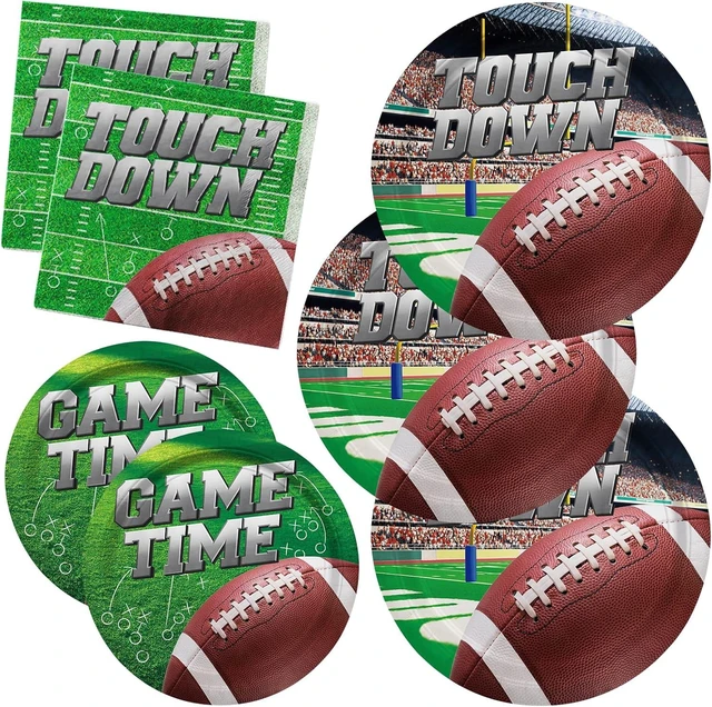 Alt view image 8 of 14 - Football Party Supplies Kit Serve 50, Includes Dinner Plates, Dessert Plates, Napkins,Football Birthday Party Football Game Day Tailgate Party Decorations