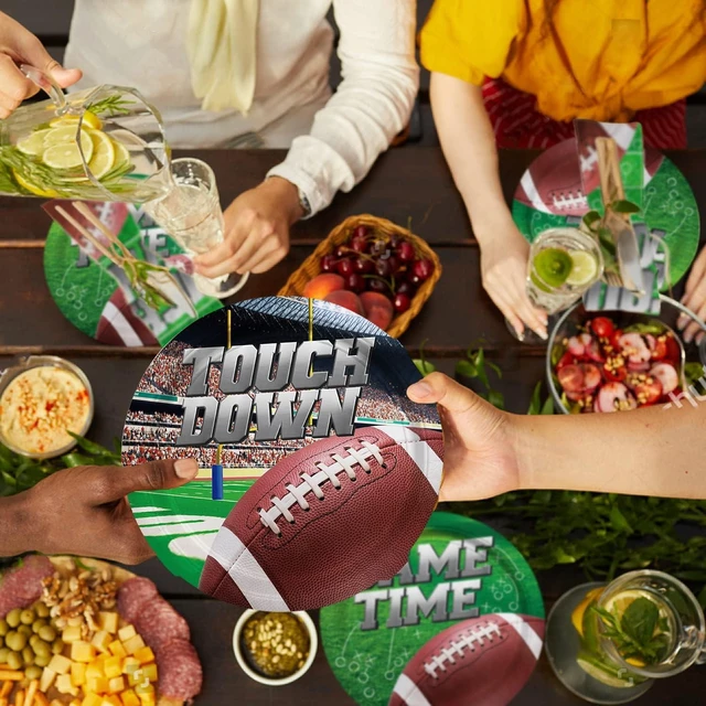 Alt view image 12 of 14 - Football Party Supplies Kit Serve 50, Includes Dinner Plates, Dessert Plates, Napkins,Football Birthday Party Football Game Day Tailgate Party Decorations