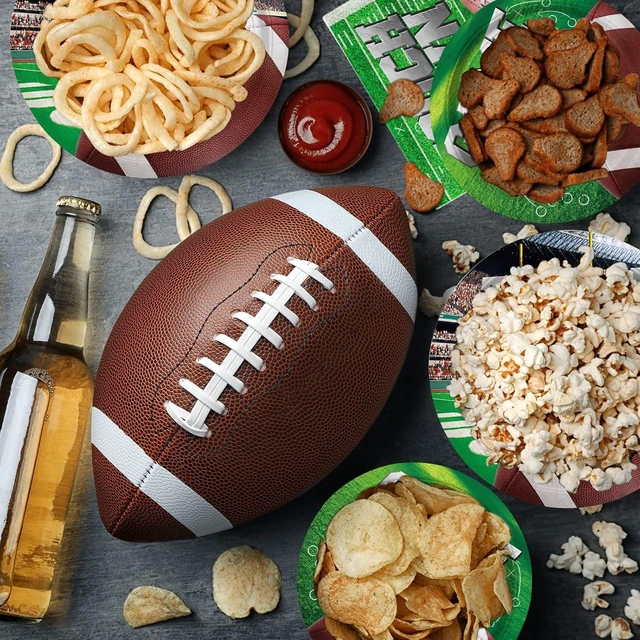 Alt view image 10 of 14 - Football Party Supplies Kit Serve 50, Includes Dinner Plates, Dessert Plates, Napkins,Football Birthday Party Football Game Day Tailgate Party Decorations