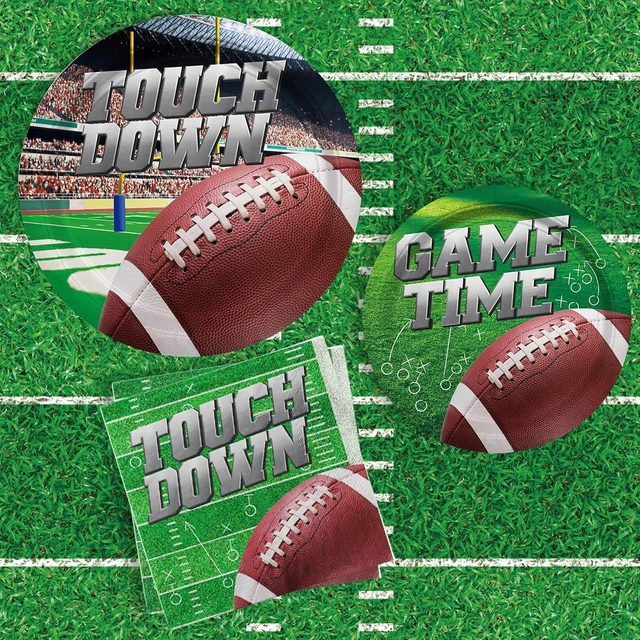 Alt view image 13 of 14 - Football Party Supplies Kit Serve 50, Includes Dinner Plates, Dessert Plates, Napkins,Football Birthday Party Football Game Day Tailgate Party Decorations