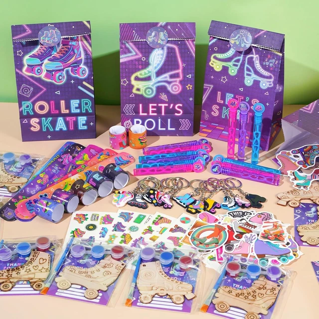Alt view image 8 of 12 - Vanblue 134Pcs Roller Skate Party Favors Skating Birthday Party Decorations 80s 90s Themed Party Supplies for Kids Goodie Bag Stuffers,Craft Kits Classroom Rewards Gifts Prizes,Pinata Stuffers