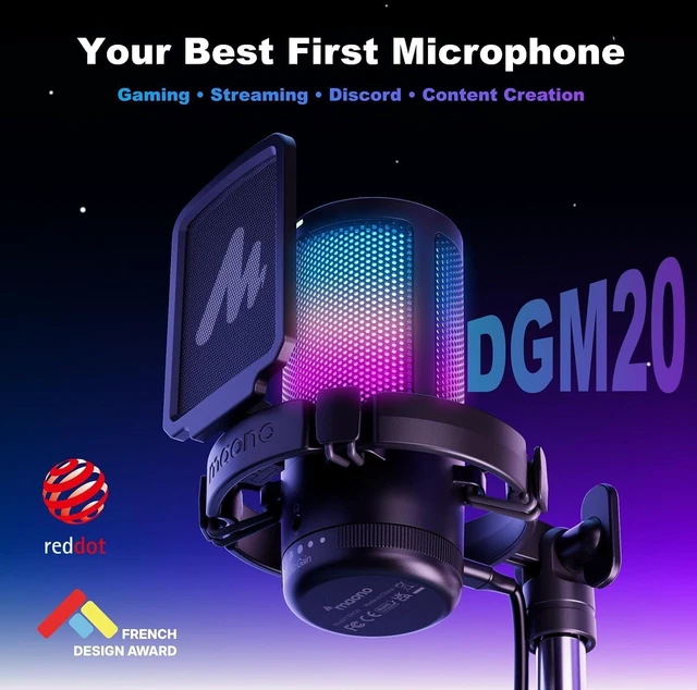 Alt view image 9 of 14 - MAONO DGM20 USB Gaming Microphone for PC with Clear Voice & RGB Lighting | Noise Reduction, Tap-to-Mute, Gain Control and Plug & Play for Discord, Streaming, Podcasting, Chat and PS5/PS4 Gaming