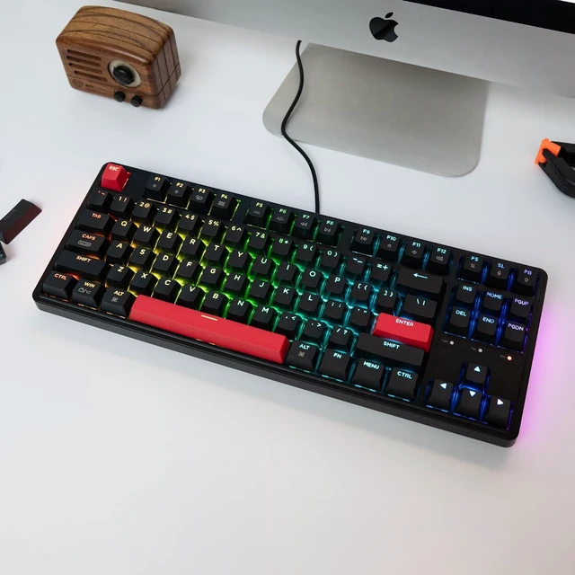 Alt view image 13 of 14 - Keychron C3 Pro QMK/VIA Custom Mechanical Keyboard, 8000 Polling Rate Hot Swappable Programmable 87 Keys Compact TKL Layout Gasket Mount, RGB Backlight Wired Gaming Keyboard with Super Red Switches
