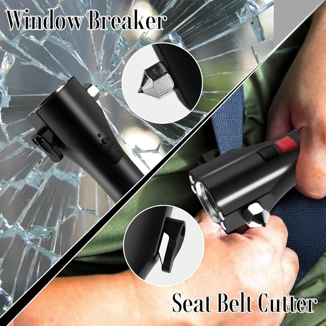 Alt view image 9 of 14 - Solar Powered Car Safety Hammer Flashlight with Seatbelt Cutter, LED High Lumens, Red and Blue SOS Flashing, USB Charging, Magnetic Attraction, Portable Design