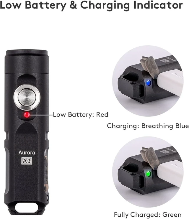 Alt view image 9 of 10 - RovyVon Aurora A3 4th Generation EDC Keychain Flashlight, 650 Lumens Super Bright Mini Handheld Flashlight, Powered by USB Rechargeable Built-in Battery for Camping, Outdoors, Everyday Carry