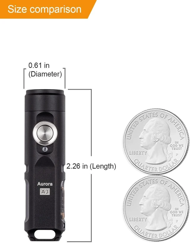 Alt view image 10 of 10 - RovyVon Aurora A3 4th Generation EDC Keychain Flashlight, 650 Lumens Super Bright Mini Handheld Flashlight, Powered by USB Rechargeable Built-in Battery for Camping, Outdoors, Everyday Carry