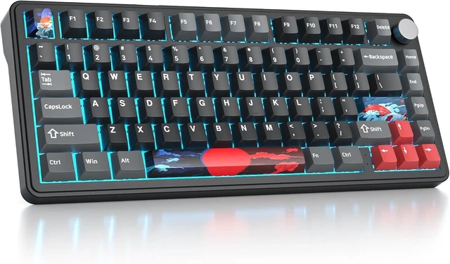 Alt view image 7 of 12 - surmen M75 75% Wireless Creamy Keyboard with Gasket, Pre-lubed Triple Mode Bluetooth Mechanical Gaming Keyboard BT5.0/2.4Ghz/USB with Sound Absorbing Pads Hot-Swap(Shadow Red)