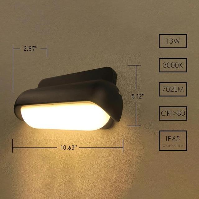 Alt view image 9 of 14 - Modern Wall Sconce Outdoor Porch Light Waterproof Patio Lamp LED Wall Light Fixture Aluminum 13W 3000K Front Door Lamp for Indoor & Outdoor use Garden Yard