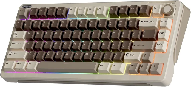Alt view image 8 of 14 - iLovBee B75 Wireless Mechanical Keyboard, 75% Percent Gaming Keyboard w/Bluetooth/2.4GHz/USB Wired, Creamy Hot Swappable Keyboards with Knob, Gasket Mounted PBT keycaps, Pre-Lubed Linear Switches