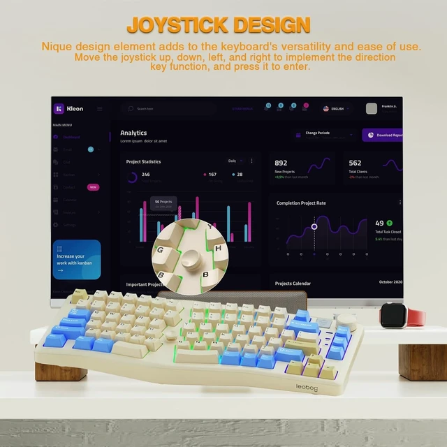 Alt view image 13 of 14 - LEOBOG A75 Alice Ergonomic Wireless Mechanical Keyboard with Joystick Knob