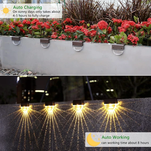 Alt view image 11 of 12 - Melunar Solar Deck Lights, 6 Pack Waterproof LED Solar Step Light Outdoor, Fence Lights Solar Powered for Outside, Garden, Patio, Stairs,Yard,10 Lumens, Warm White/Color Changing Lighting