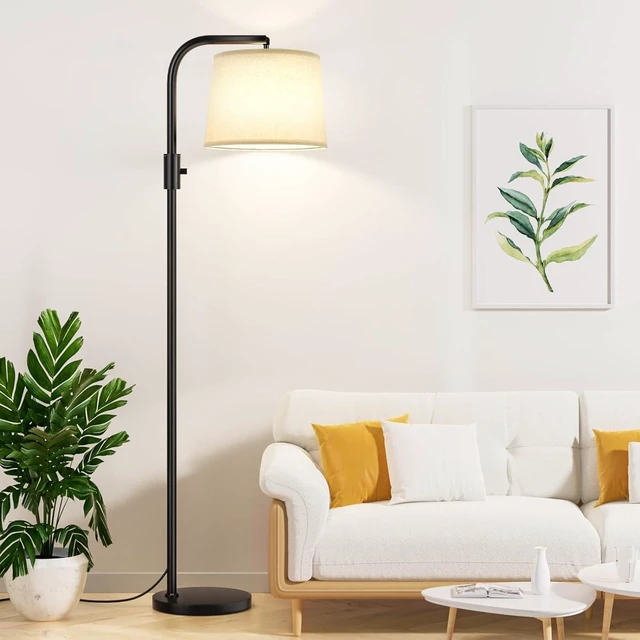Alt view image 8 of 14 - Ambimall Fully Dimmable Floor Lamp with 9W LED Bulb, Standing Lamp for Living Room with Adjustable Head, Modern Standing Tall Light with Rotary Switch for Office