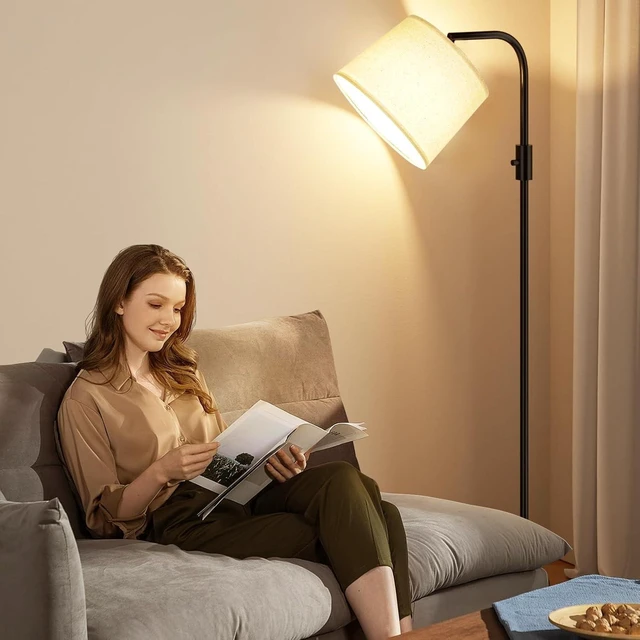 Alt view image 12 of 14 - Ambimall Fully Dimmable Floor Lamp with 9W LED Bulb, Standing Lamp for Living Room with Adjustable Head, Modern Standing Tall Light with Rotary Switch for Office