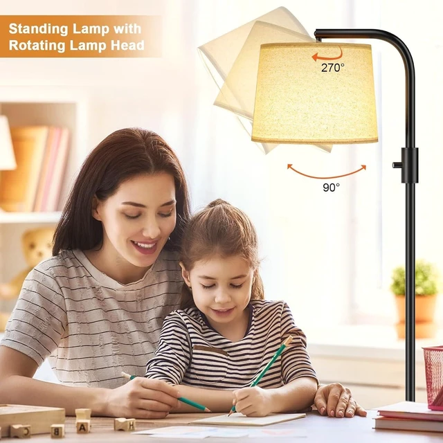 Alt view image 10 of 14 - Ambimall Fully Dimmable Floor Lamp with 9W LED Bulb, Standing Lamp for Living Room with Adjustable Head, Modern Standing Tall Light with Rotary Switch for Office