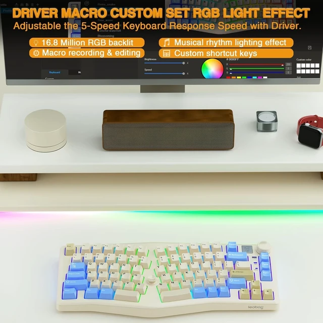 Alt view image 14 of 14 - LEOBOG A75 Alice Ergonomic Wireless Mechanical Keyboard with Joystick Knob