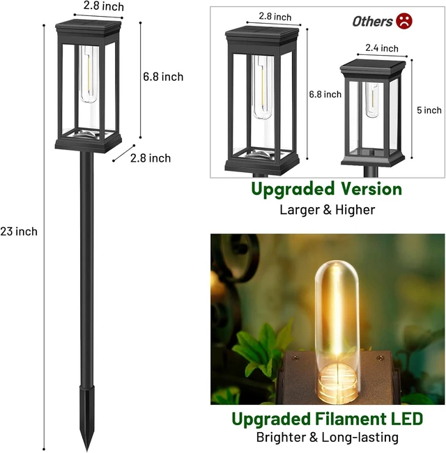 Alt view image 12 of 14 - BesLowe Upgraded Solar Pathway Lights Outdoor, 8-Pack Large LED Solar Light Outdoor Waterproof, Super Bright Outside Lights for Yard, Sun-Powered Landscape Lighting for Garden Walkway, Warm White