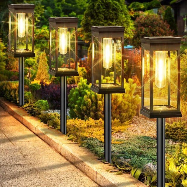 Alt view image 8 of 14 - BesLowe Upgraded Solar Pathway Lights Outdoor, 8-Pack Large LED Solar Light Outdoor Waterproof, Super Bright Outside Lights for Yard, Sun-Powered Landscape Lighting for Garden Walkway, Warm White