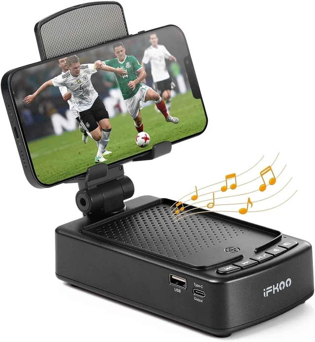 Alt view image 8 of 14 - Gifts for Men Women, Phone Stand with Bluetooth Speaker BT5.3, Gifts for Him Dad Who have everything, Phone Holder with Wireless Speaker for iPhone/Android/Tablet, Tech Gadgets,Birthday Gifts for Men