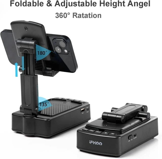 Alt view image 10 of 14 - Gifts for Men Women, Phone Stand with Bluetooth Speaker BT5.3, Gifts for Him Dad Who have everything, Phone Holder with Wireless Speaker for iPhone/Android/Tablet, Tech Gadgets,Birthday Gifts for Men