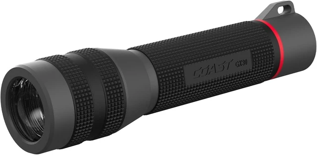 Alt view image 8 of 14 - Coast GX30 2300 Lumen Waterproof Alkaline and Rechargeable Dual Power LED Flashlight with Twist Focus, Anti-Roll Cap and Textured Handle, 6 x AA Batteries Included (length 8.5 inches)