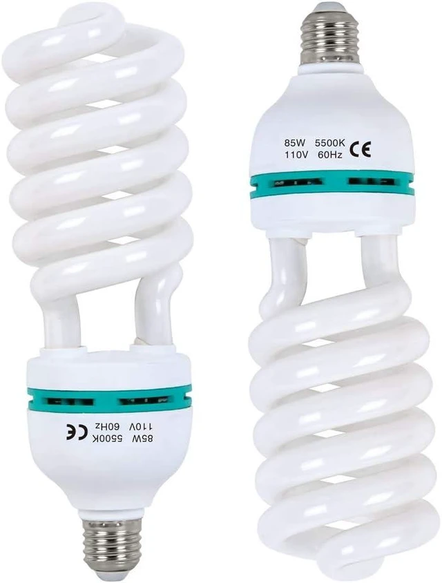 Alt view image 8 of 14 - 2 x 85W Light Bulb 5500K CFL Daylight Spiral Softbox Bulb in E27 Socket for Photography Photo Video Studio Lighting