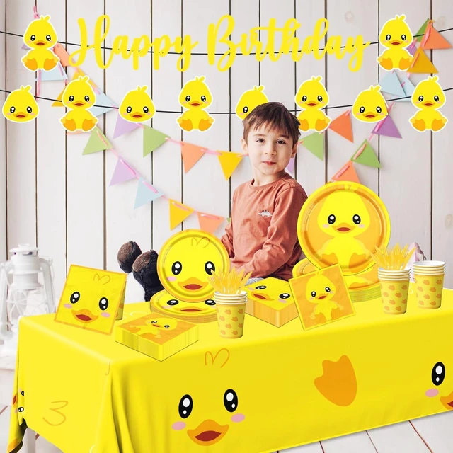 Alt view image 9 of 12 - Rubber Duck Party Supplies,Happy Birthday Duckie Tableware Set Duck Plates Yellow Baby Shower Napkins Cups for Waddle It Be Gender Reveal Party,One Lucky Duck Birthday Decorations